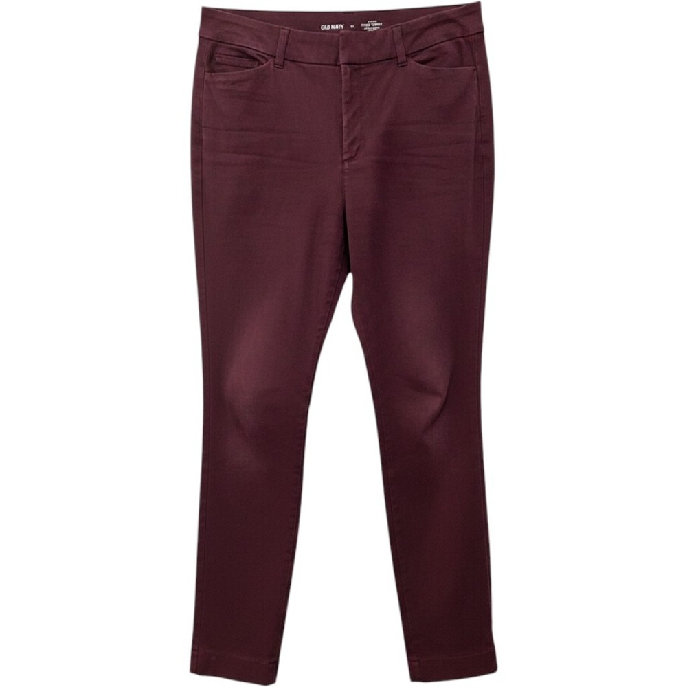 Old Navy Pixie Skinny High Rise Pants Bundle 10 White Plaid Burgundy Brown 3pk - Picture 3 of 9